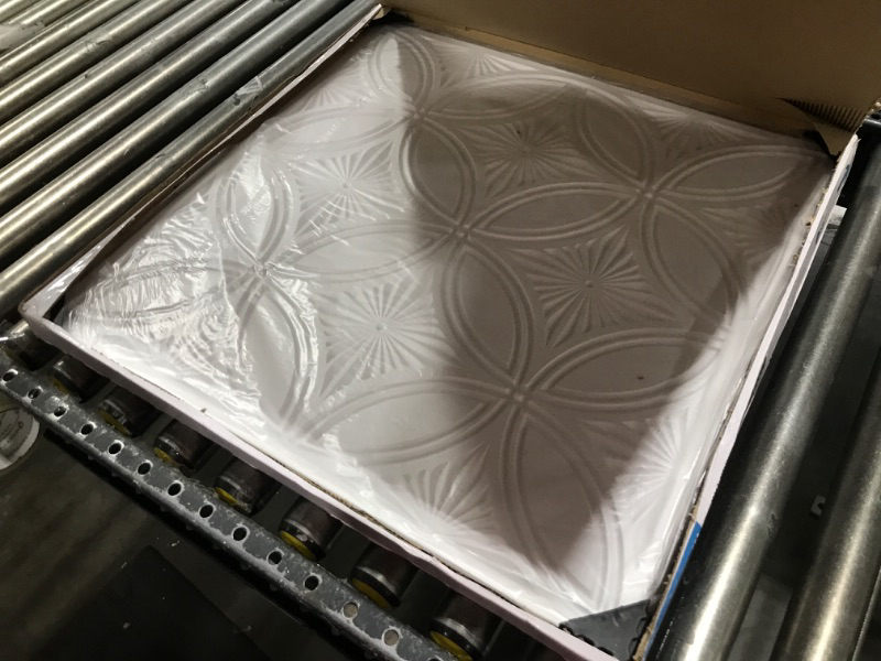 Photo 1 of Art3d Decorative PVC Drop Ceiling Tile 2ft x 2ft in White,Glue up Ceiling Panel 24 x 24in.12pcs 24*24 White 12