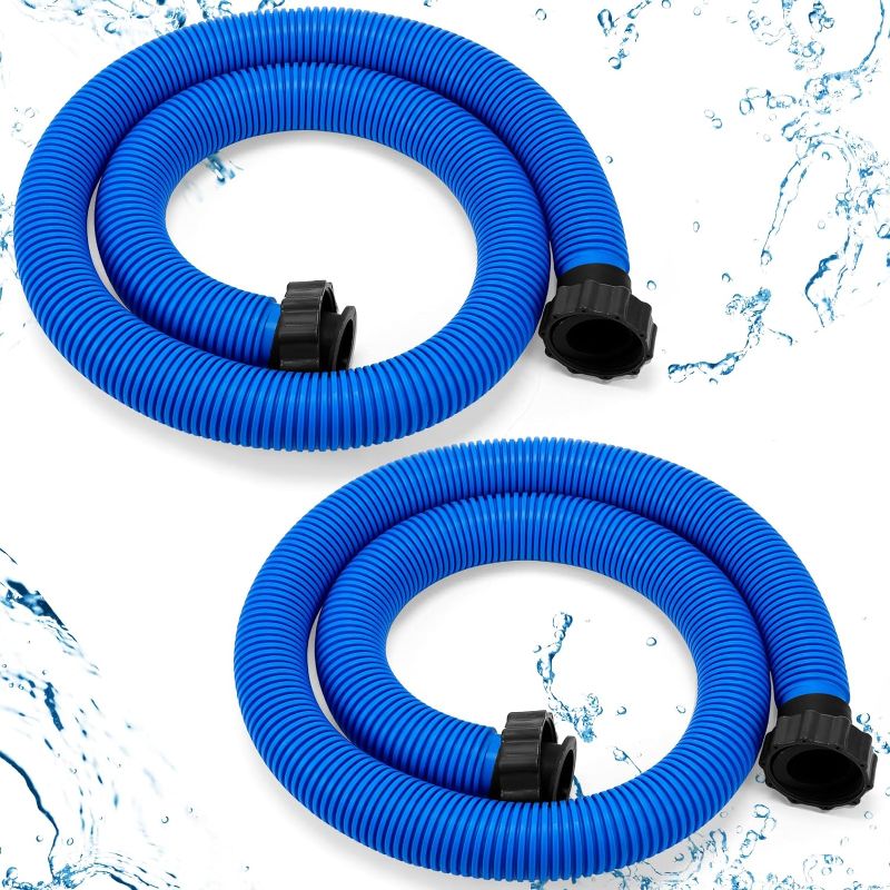 Photo 1 of 2 Pack 1.5 inch Diameter Pool Pump Replacement Hose 63 inch Long Pool Replacement Hoses Above Ground Swimming Pool Hose Accessory for Filter Pumps Saltwater Systems Sand Filter (Blue Hose)
