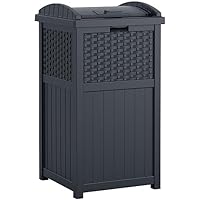 Photo 1 of Suncast 33 Gallon Resin Outdoor Hideaway Patio Trash Can, Cyberspace Grey
