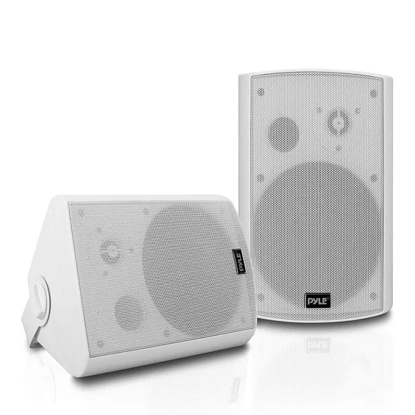Photo 1 of Pyle PDWR61BTWT 6.5 Inch Indoor/Outdoor Wall Mount Waterproof Stereo Speaker System Theater Wireless Bluetooth Surround Sound System, White (2 Pack)

