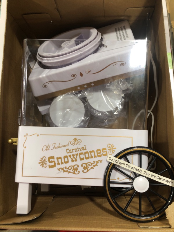 Photo 2 of Nostalgia Snow Cone Shaved Ice Machine - White & Premium Snow Cone Party Kit, 3 Syrups