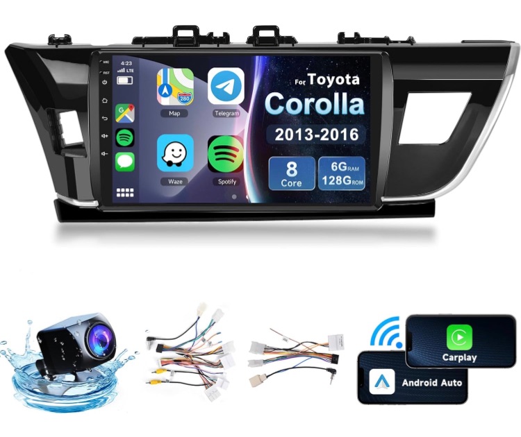 Photo 1 of 8-core 6G+128G Car Radio for Toyota Corolla 2013 2014 2015 2016, Wireless Apple Carplay Android Auto Car Stereo,