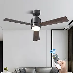 Photo 1 of POLYECO Ceiling Fans with Lights and Remote Dimmable, Modern Ceiling Fan with 3 Blades & 6 Speeds, DC Silent Motor & Timer for Living Room, Dining Room, Bedroom(Matte ORB) 