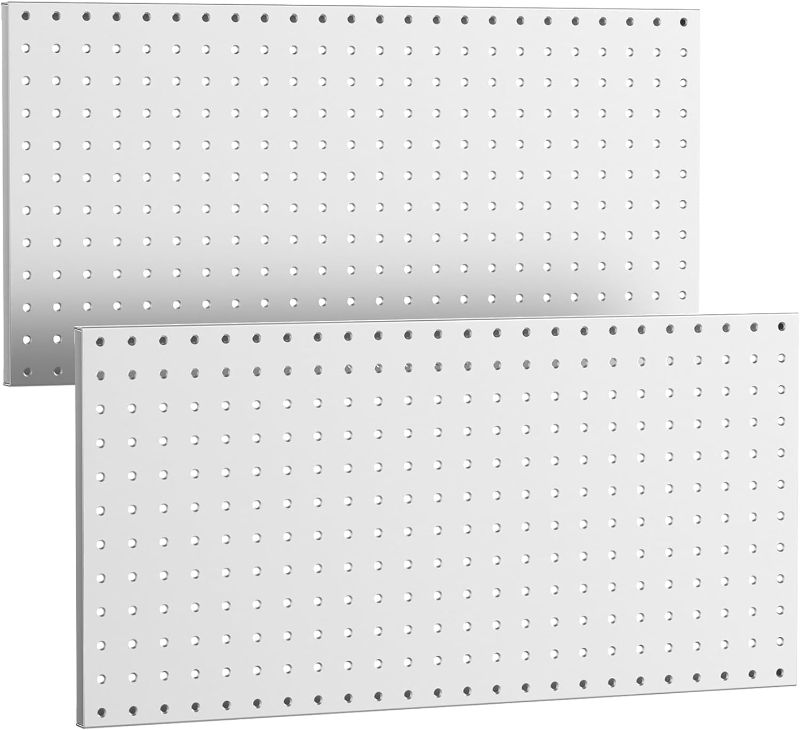 Photo 1 of WALMANN Metal Pegboard Panels for Wall Garage Tools Pegboard Storage System for Garage, Workbench, Shed Modular Peg Board Organizer Board(Pack of 2, Grey)
