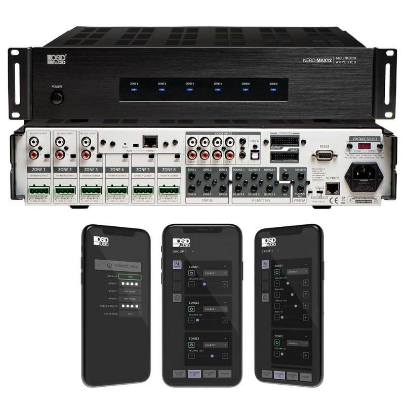 Photo 1 of OSD Nero Max12: 6-Zone, 6-Source Amplifier 80W Power, Multi-Room Audio Control, App Integration for iOS & Android, Expand up to 18 Zones, Control4 Driver Support

