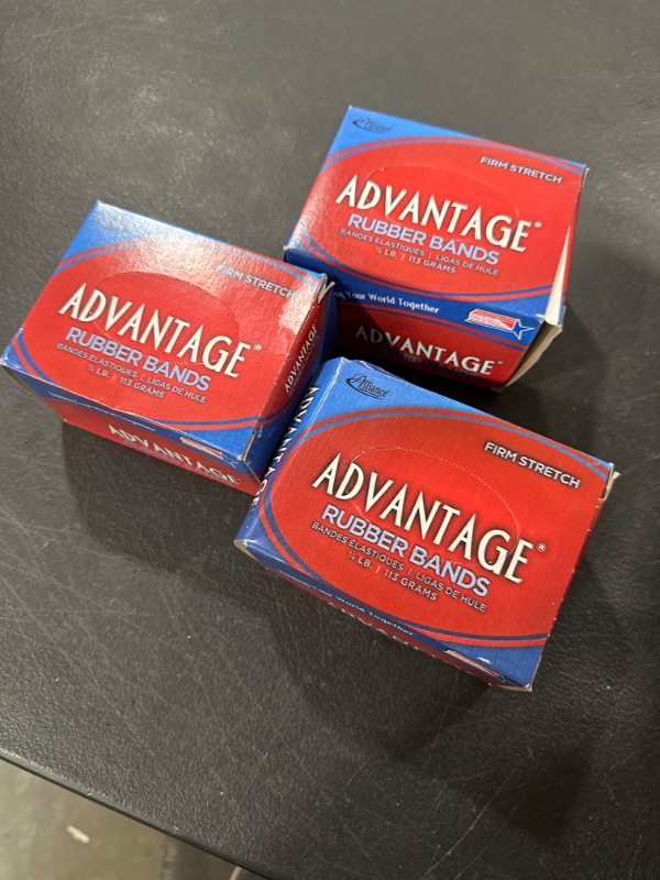 Photo 2 of 3 PACK- Alliance Rubber 26629 Advantage Rubber Bands Size #62, 1/4 lb Box Contains Approx. 112 Bands (2 1/2" x 1/4", Natural Crepe) 1/4 Pound 2/12 x 1/4 inches