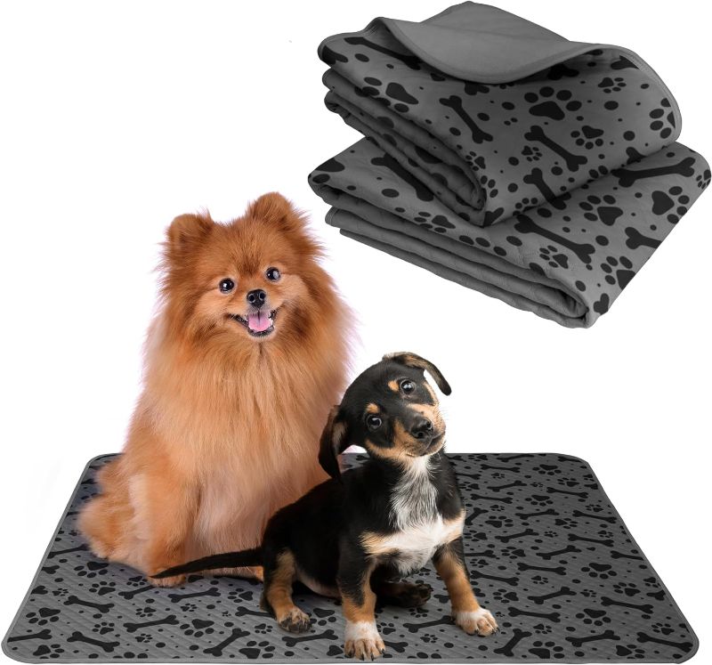 Photo 1 of 2 Pack Washable Reusable Pee Pads for Dogs | Medium (36" x 31") Bone Print | 100% Waterproof & Extra Absorbent | Large Non-Slip Puppy Pads | Pet Training & Housebreaking