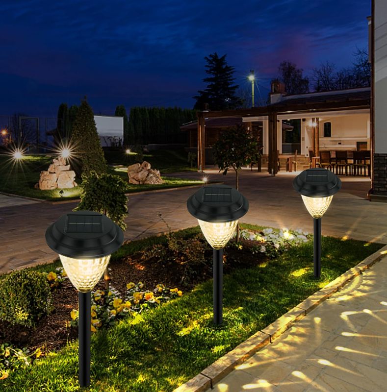 Photo 1 of Anordsem 8 Pcs Solar Lights for Outside Pathway, LED Outdoor Solar Landscape Lights for Walkway Garden Yard Decor, Waterproof & 2 Lighting Modes & Auto On/Off, Backyard Decorations