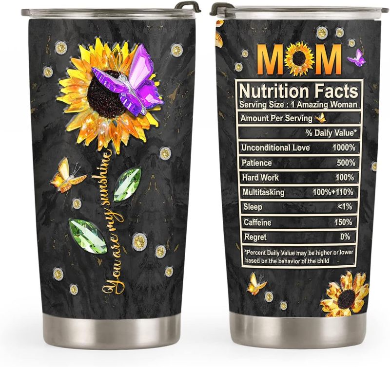 Photo 1 of 20oz Mom Nutrition Facts Tumbler Cup with Lid, Double Wall Vacuum Insulated Travel Coffee Mug, Birthday Gifts for Women, Mom, Friends, Gifts for Women Birthday Unique, Inspirational Gifts