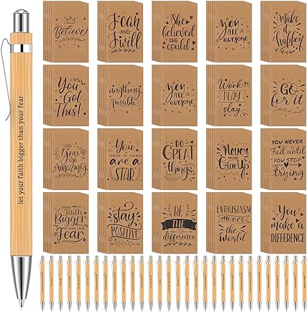 Photo 1 of Jetec Employee Appreciation Gifts Include 30 Black Ink Retractable Bamboo Pens 30 Pcs 5 x 3.2 Inch Employee Motivational Notebooks for Thank You Gifts Office School Supplies (Inspirational)
