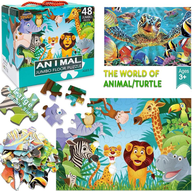 Photo 1 of 2023 New Double Sides Animal Sea World Jigsaw Jumbo Floor Puzzles for Kids Ages 3-5 Toddler Puzzles Children Preschool Educational Intellectual Development...
