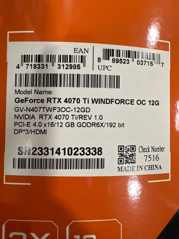 Photo 5 of GIGABYTE GeForce RTX 4070 Ti Gaming OC 12G Graphics Card, 3X WINDFORCE Fans, 12GB 192-bit GDDR6X, GV-N407TGAMING OC-12GD Video Card

