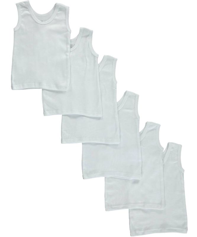 Photo 1 of Bambini Baby Boys Girls Unisex 6-Pack Sleeveless T-Shirts Tanks, White, Large 27-34 Lbs
