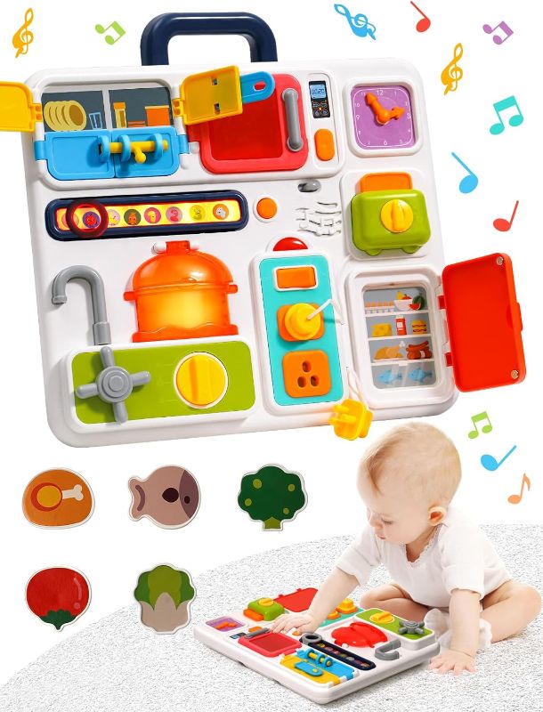 Photo 1 of Busy Board for 1 2 3+ Year Old Baby Musical Toy for Boy Girl Montessori Travel Sensory Toys Toddlers Kitchen Fine Motor Skills Gifts
