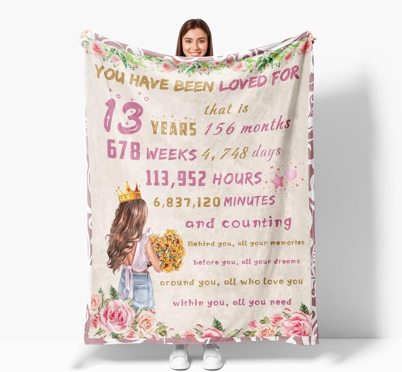 Photo 1 of 13th Birthday Gifts for Girls, Sweet 13 Gifts for Girls, Gifts for 13 Year Old Girl, 13th Birthday Blanket, 13th Birthday Decorations Blankets for Girls 50"x40"
