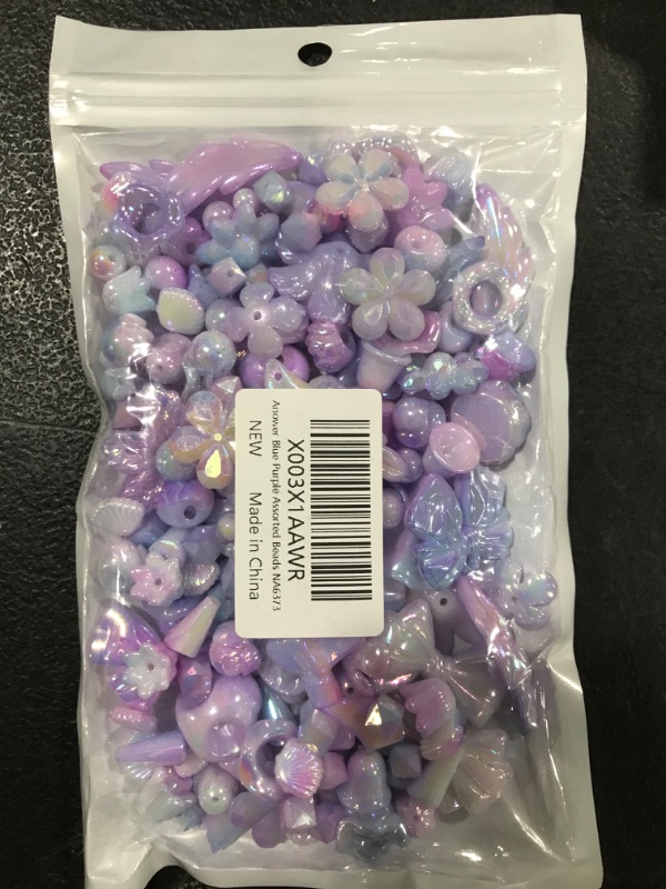 Photo 1 of 120Pcs Aesthetic Assorted Beads Blue Purple Flower Butterfly Bows Shell Beads AB Gradient Color Plastic Loose Beads Cute Round Beads Bulk for Bracelets Jewelry Making Necklaces DIY Crafts