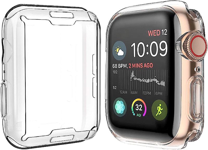 Photo 1 of  Julk 44mm Case for Apple Watch SE 2023 / Series 6 / SE/Series 5 / Series 4 Screen Protector, Overall Protective Case TPU HD Ultra-Thin Cover for iWatch, 2 Transparent
