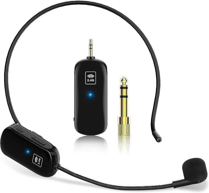 Photo 1 of 1Mii Wireless Microphone Headset, 2.4G Wireless Headset Mic and Handheld Mic 2 in 1, 165ft Range, 1/8''&1/4'' Plug, for Speakers, Voice Amplifier, PA System
