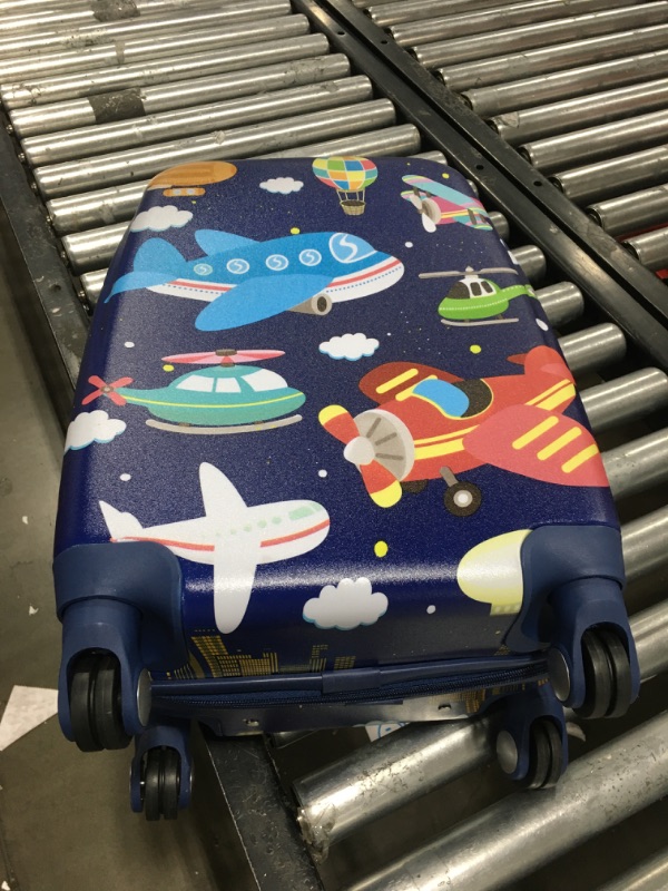 Photo 2 of GURHODVO Kids Carry On Luggage for Boy's, Girl's Children Rolling Suitcase with 4 Spinner Wheels Hardshell Case for Toddler to Travel (airplane) b-pla