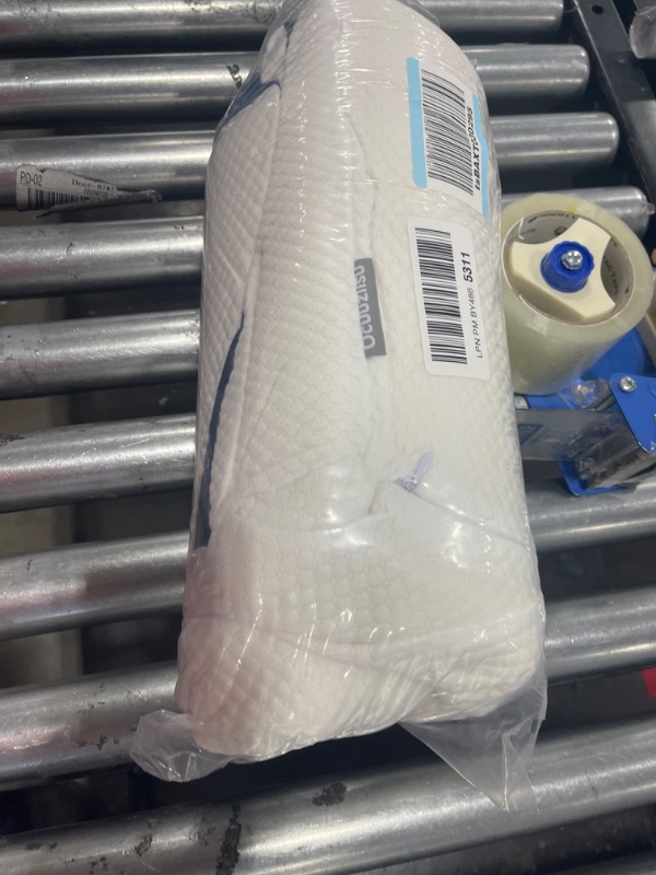 Photo 1 of Cervical Pillow for Neck and Shoulder Pain Relief, Contour Memory Foam Neck Support Pillow, Ergonomic Orthopedic Sleeping Bed Pillow for Side Back Stomach Sleepers, Breathable Cover, Mom Dad Gifts 1 Pack-white/Blue 1