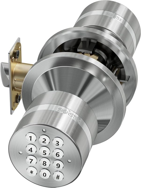 Photo 1 of Signstek Keyless Entry Door Lock,Door Knob with Keypad?Smart Code Door Lock,Mute Mode,Passage Function, Easy to Install,Satin Nickel