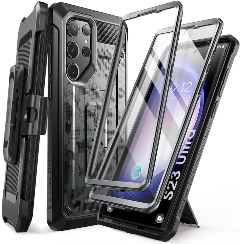 Photo 1 of SUPCASE Unicorn Beetle Pro Case for Samsung Galaxy S23 Ultra 5G (2023), [Extra Front Frame] Full-Body Dual Layer Rugged Belt-Clip & Kickstand Case with Built-in Screen Protector (CamoGray)
