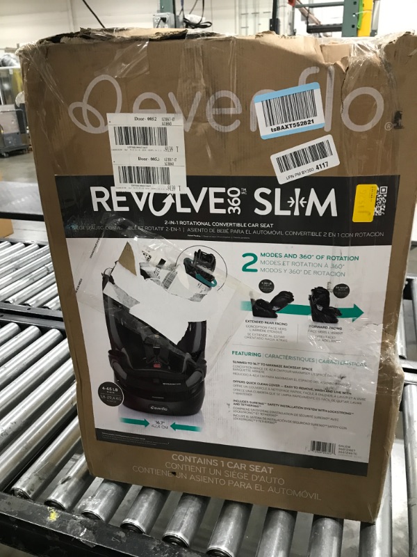 Photo 3 of Evenflo Revolve360 Slim 2-in-1 Rotational Car Seat with Quick Clean Cover (Salem Black)
