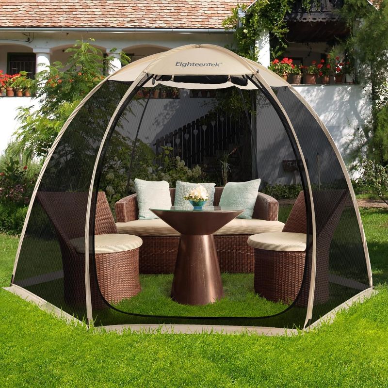Photo 1 of Alvantor Screen House Room Pop Up Gazebo Outdoor Camping Canopy Tent Instant Mosquito Tent Portable Patio Tent Sun Shade Shelter Mesh Walls Not Waterproof 10’x 10’Beige
