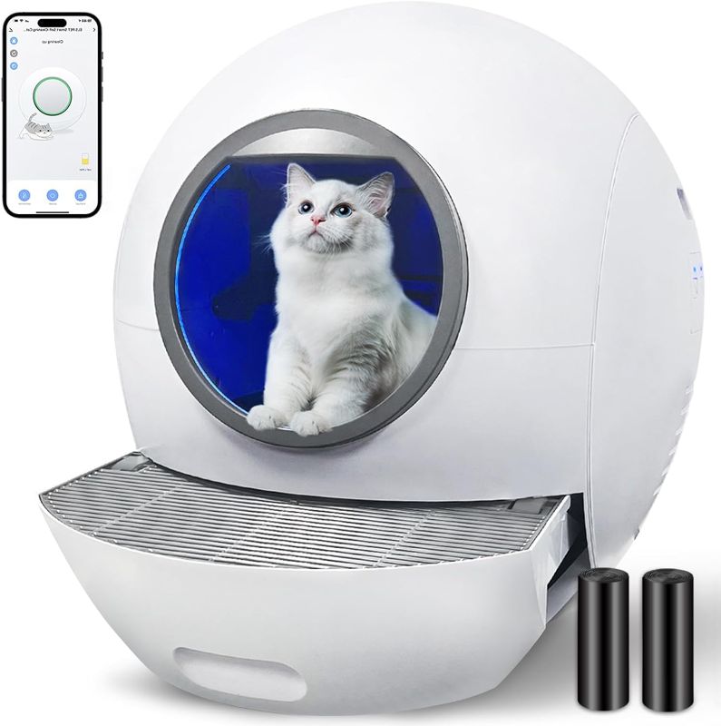 Photo 1 of Self-Cleaning Cat Litter Box, Automatic Cat Litter Box for Multi Cats, 60L Smart Litter Box with Mat, APP Control 1-Year KungFuPet W-arranty
