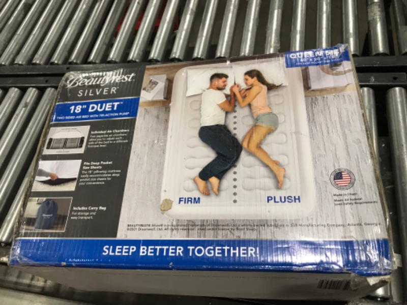 Photo 2 of Beautyrest Silver 18" Duet Air Mattress, Queen Size - Dual Control Sleep Zones, Edge Support, High-Speed Pump, Ideal for Camping & Guests, Puncture-Resistant Inflatable Bed

