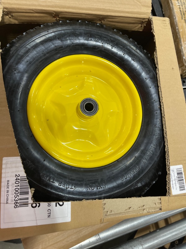 Photo 2 of 16 Inch 2 PCS Rubber Pneumatic Replacement Tires and Wheels 4.80/4.00-8" with 5/8'' Axle Bore Hole, Inflated Air Wheel for Wheelbarrow/Wagon/Hand Truck/Trolley/Garden Cart/Trailers/Dolly etc.