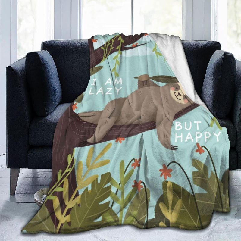 Photo 1 of Sloth Throw Blanket Flannel Plush Soft Warm Blankets 60"X50" for Kids Adults Gift Sofa Chair Bed Office
