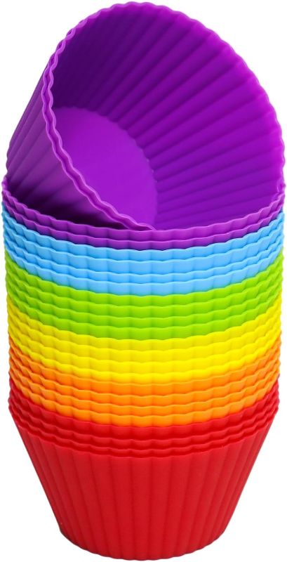 Photo 1 of Extra Large Silicone Cupcake Muffin Cups 24 Pack, 3.54 Inch Cupcake and Muffin Liners, Reusable Jumbo Silicone Baking Cups Easy to Clean, Perfect for Cupcake, Muffin(Multicolor)
