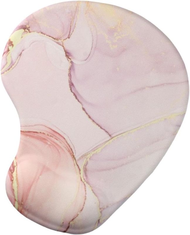 Photo 1 of Pink Marble Mouse Pad with Wrist Rest Support, Cute Ergonomic Gel Wrist Rest Pad with Non-Slip Base, Typing and Pain Relief for Office,Home
