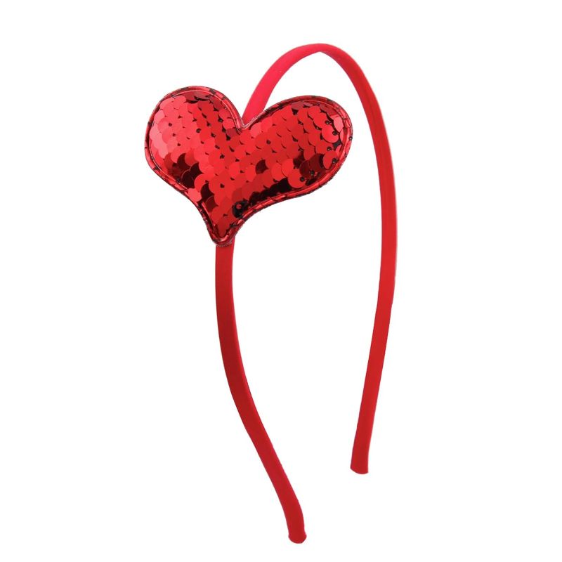 Photo 1 of Valentine Headband Red Heart Hairband Shinny Glitter Love Heart Design Headdress Hair Hoop for Women Girls Holiday Festival Party Cosplay Photo Props Hair Accessories
