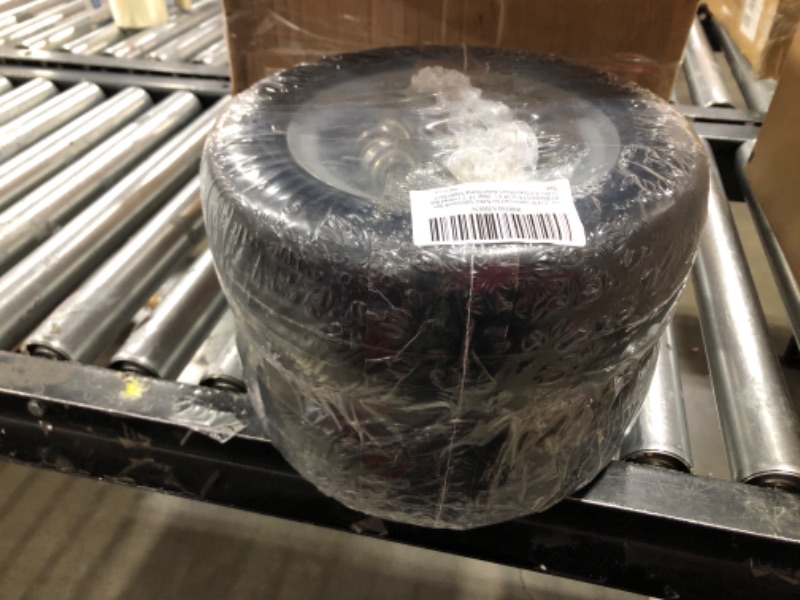 Photo 1 of 11x4.00-5 lawn mower tires flat free, Solid Smooth Tires and Wheel with 3/4" or 5/8" & 1/2" Precision bearings, 3.4"-5" Centered Hub, for Zero-Turn Lawn Mowers, Extra Universal Adapter Kit (2 Pack)