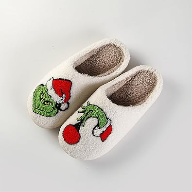 Photo 1 of Ahuccf Evil Eye Preppy Slippers for Women Men Cowboy Boot Slippers Strawberry Smile Face Slippers Cozy Warm Plush Slip-On House Shoes