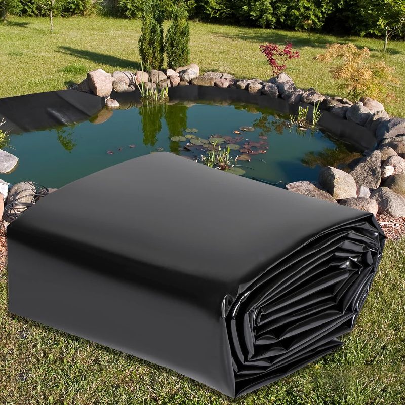 Photo 1 of Toriexon Pond Liners 10 x 15 Feet, Easy Cutting LDPE Pond Liner 20 Mil, High Preformed Koi Pond Liner for Ponds, Streams, Fountains and Garden Waterfall 