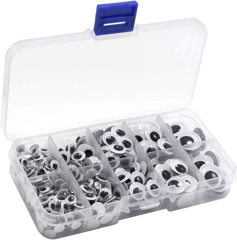 Photo 1 of 450Pcs Black Wiggle Googly Eyes with Self-Adhesive, 6mm 8mm 10 mm 12mm 15mm Mixed Packaging,3 Years and up