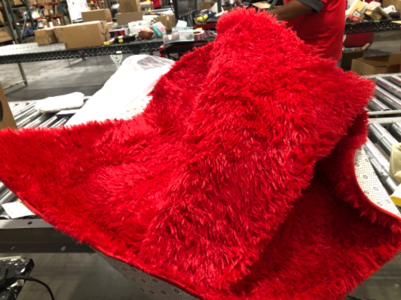Photo 2 of BENRON Plush Red Fluffy Rug 6' X 9' Ultra Soft Furry Bedroom Rugs Kids Room Carpets Non-Slipping Living Room Rug 6 x 9 Feet 6' x 9' Red