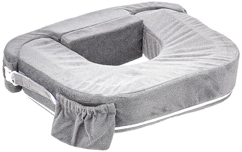 Photo 1 of My Brest Friend Twin Nursing Pillow - Enhanced Comfort with Slipcover - Ergonomic Breastfeeding Pillow for Ultimate Support - Adjustable Nursing Pillow with Handy Side Pocket, Dark Grey 