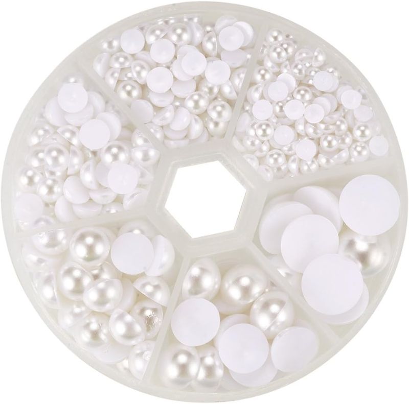 Photo 1 of PH PandaHall 6 Sizes White Flat Back Pearls Cabochon 690pcs Flat Pearls Gems for Cup Nails Crafts Shoes Hairband Scrapbooking Embellishment Makeup Wedding Phone Case Making 4mm 5mm 6mm 8mm 10mm 12mm