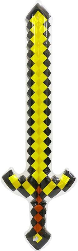 Photo 1 of Large Size 37'' Inflatable Toys Weapon Pixel Diamond Swords For Pixel Party Blow Up Swords Knife Weapons Kit For Halloween Carnival Cosplay Birthday Swimming Pool Beach Party Supplies 