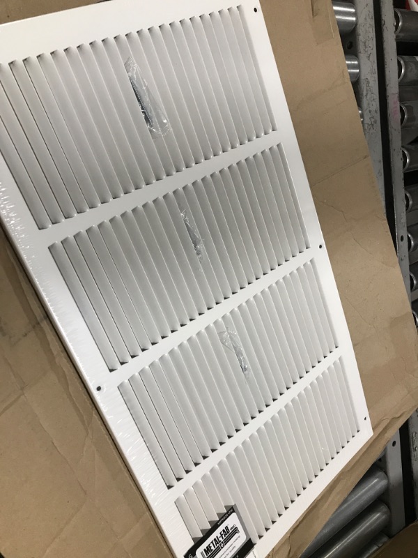 Photo 2 of 24"w X 12"h Steel Return Air Grilles - Sidewall and Ceiling - HVAC Duct Cover - White [Outer Dimensions: 25.75"w X 13.75"h] 24 X 12 White