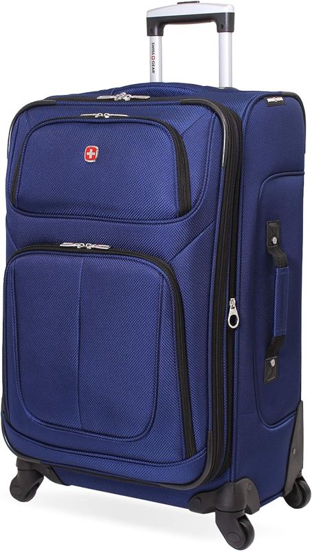 Photo 1 of SwissGear Sion Softside Expandable Roller Luggage, Blue, Checked-Medium 25-Inch
