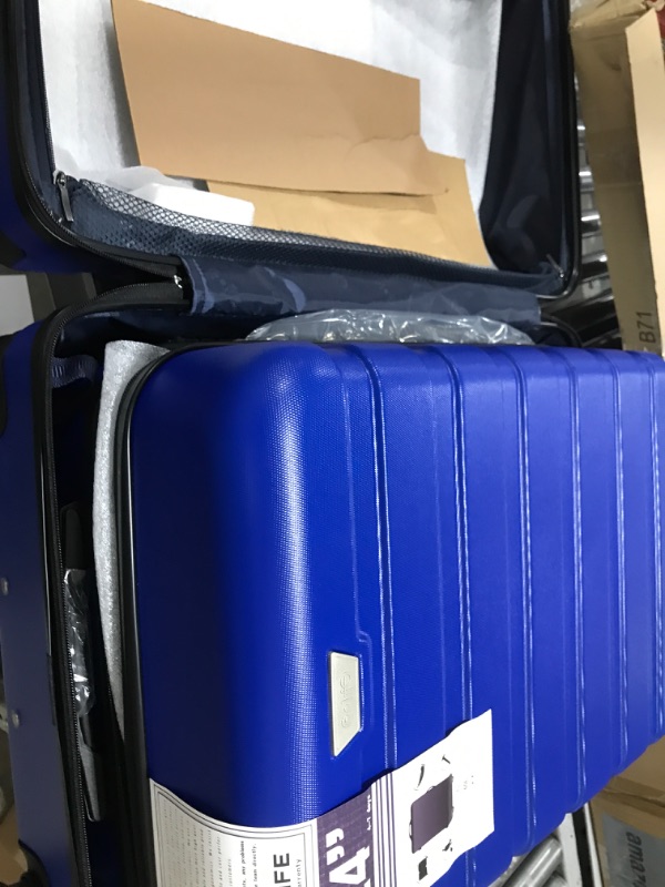 Photo 4 of Coolife Luggage 3 Piece Set Suitcase Spinner Hardshell Lightweight TSA Lock 4 Piece Set blue