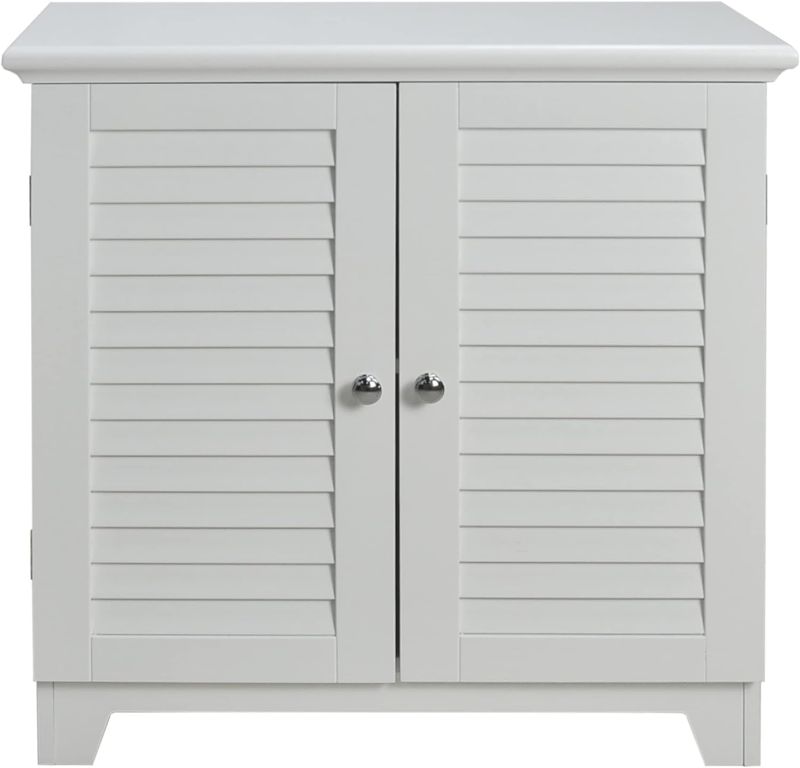 Photo 1 of Redmon Contemporary Country Louvered, White Double Door Floor Cabinet, Full
