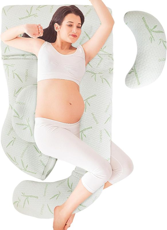 Photo 1 of BALAPET 5-in-1 Adjustable All Pregnancy Stages Pregnancy Pillows for Sleeping, Cooling Maternity Body Pillow with Belly Pillow for Pregnant Women, Viscose Made from Bamboo Fabric 