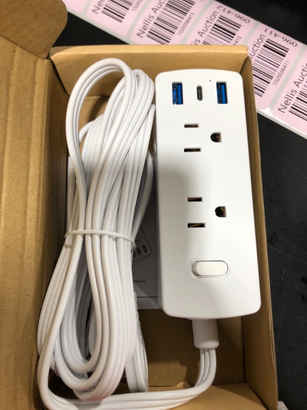 Photo 2 of Flat Extension Cord 10ft, Olcorife Flat Plug Power Strip with 6 Outlets 3 USB Ports(1 USB C), 3-Side Outlet Extender Surge Protector for Home Office Dorm Room Essentials, White
