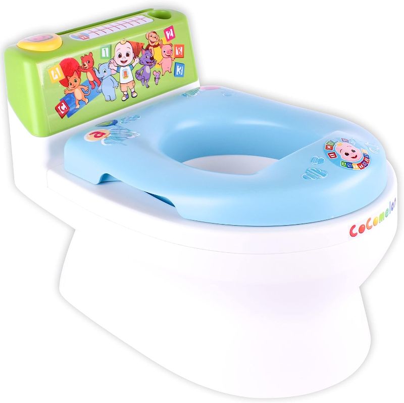 Photo 1 of CoComelon Official Musical Transition Potty Trainer – Plays Potty Training Song | Transforms from Potty to Toilet Topper Seat | Easy to Clean with Handles, Splash Guard, Tracking Chart and Storage
